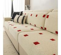 Funda De CojíN De Asiento De Sofá De Felpa Suave Protector De Respaldo 1 2 3 4 Plazas Fundas De Sofá Gruesa Cubre De CojíN De Individual Para Forma De L U, Lavable(L: 155-180cm- W: 65-80cm,Red)