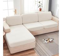 Funda De CojíN De Asiento De Sofá- Universal Fundas Cubre Chaise Longue Protector De Respaldo De Sofá Para 4 3 2 1 Plazas, Jacquard PequeñA Tela Escocesa(1 Seater Seat Cover- L: 50-65cm,White)