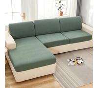 Funda De CojíN De Asiento De Sofá- Universal Fundas Cubre Chaise Longue Protector De Respaldo De Sofá Para 4 3 2 1 Plazas, Jacquard PequeñA Tela Escocesa(2 Seater Seat Cover- L: 95-135cm,Green)