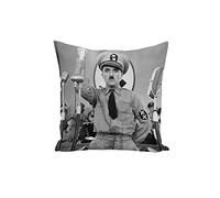 Funda de cojín de estrella famosa Charlie Chaplin Actor Viejo Cine Original de 7 dictadores (40 x 40 cm)