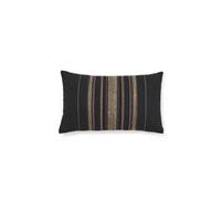 Funda de cojín de lino Sairu con bordado de yute negro y beige 30 x 50 cm
