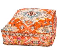 Funda de cojín de Piso Bohemian Rug - Cuadrada 60x20 cm - Puf de decoración de habitación Artesanal de Lujo para meditación, Yoga y Boho Chic Funda de Almohada de Piso para Asientos