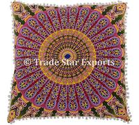 Funda de cojín de Piso Mandala, Funda de Almohada de algodón de, 26" x 26" Almohada de meditación Cuadrada, Funda de Almohada Grande Boho, decoración para el hogar de Hippie Pattern 13