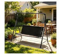 Funda de Cojín de Repuesto para Columpio de Patio Tela Oxford Gruesa 600D Cubierta de Asiento de Columpio Impermeable, Resistente a los Rayos UV para Patio Jardín ,Black-113×47×47cm