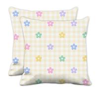 Funda de cojín de terciopelo con diseño de margaritas y flores, a cuadros, para sofá, 50 x 50 cm, fundas de almohada para sofá, regalos para hombres, regalos de cumpleaños para hombres, juego de 2