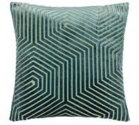 Paoletti Funda de cojín de Terciopelo Evoke: Lujosa Funda de cojín Cuadrada Decorativa con Estampado de chevrones (Azul Verdoso - 45x45cm)