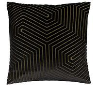 Paoletti Funda de cojín de Terciopelo Evoke: Lujosa Funda de cojín Cuadrada Decorativa con Estampado de chevrones (Negro - 45x45cm)