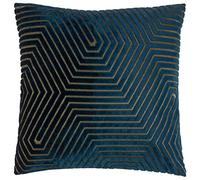 Funda de cojín de Terciopelo Paoletti Evoke: Lujosa Funda de cojín Cuadrada Decorativa con Estampado de chevrones (Azul Marino, 45x45cm)