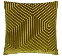 Paoletti Funda de cojín de Terciopelo Evoke: Lujosa Funda de cojín Cuadrada Decorativa con Estampado de chevrones (Oliva, 45x45cm)