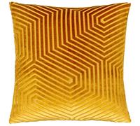 Paoletti Funda de cojín de Terciopelo Evoke: Lujosa Funda de cojín Cuadrada Decorativa con Estampado de chevrones (Dorada, 45x45cm)