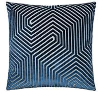 Paoletti Funda de cojín de Terciopelo Evoke: Lujosa Funda de cojín Cuadrada Decorativa con Estampado de chevrones (Azul Marino - 55x55cm)