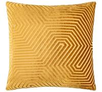 Paoletti Funda de cojín de Terciopelo Evoke: Lujosa Funda de cojín Cuadrada Decorativa con Estampado de chevrones (Dorada, 55x55cm)