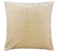 Paoletti Funda de cojín de Terciopelo Evoke: Lujosa Funda de cojín Cuadrada Decorativa con Estampado de chevrones (Marfil, 45x45cm)