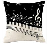 Funda de cojín decorativa con diseño de notas musicales, serie New-Living