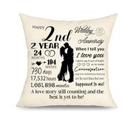 Funda de cojín decorativa para el segundo aniversario de boda, regalo para 2 años de matrimonio, pareja, marido, esposa, día de San Valentín, aniversario, recuerdo, fundas de almohada de 45 x 45 cm