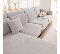 Funda de Cojín Elástica de Asiento de Sofá, Fundas de Sofa Ajustables per Izquierdo/Derecho Chaise Longue, Universal Respirable Protector de Asiento 3 2 1 Plazas(Light Gray,XL Chaise)