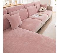 Funda de Cojín Elástica de Asiento de Sofá, Fundas de Sofa Ajustables per Izquierdo/Derecho Chaise Longue, Universal Respirable Protector de Asiento 3 2 1 Plazas(Rosa,Headrest)