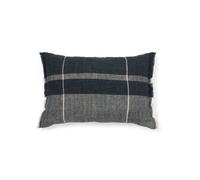 Funda de cojín Eron de lino a cuadros con flecos