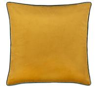 Funda de cojín furn. Meridian - Lujosa Funda Decorativa de Terciopelo Ribeteado en Contraste (Ocre/Verde Azulado - 55x55cm)