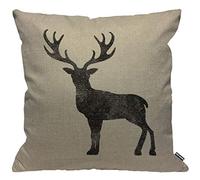 Funda de cojín HGOD Designs diseño vintage de ciervos negros con cuernos de ciervo funda de almohada decorativa para el hogar para hombres y mujeres sala de estar dormitorio sofá silla de 45 x 45 cm
