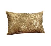 Funda de cojín lumbar dorada, 30x35 cm, lentejuelas en espiral brillantes, rectangular, de seda - All