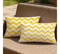 Funda de Cojín Lumbar Exterior 40x60 cm,Set de 2 Amarillo Rectangular Fundas Cojín de Jardín Impermeable con Cremallera Invisible para Banco Raya,Silla de Mimbre y Decoración de Porche M-P56