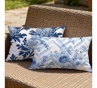 Funda de Cojín Lumbar Exterior 40x70 cm,Set de 2 Azul Marino Rectangular Fundas Cojín de Jardín Impermeable con Cremallera Invisible para Banco Flor,Silla de Mimbre y Decoración de Porche M-P20