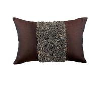 Funda de cojín lumbar marrón, cinta texturizada, 30 x 45 cm (12 x 18 pulgadas), rectangular, de seda,