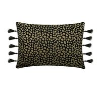 Funda de cojín lumbar oblonga de 30x45 cm con estampado de leopardo azul denim con manchas doradas -