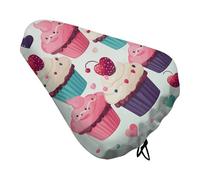Funda de cojín para asiento de bicicleta con diseño de cupcakes y corazones de caramelo, suave, acolchada, para hombres y mujeres, cómoda, impermeable, con cordón, repuesto para asiento de ejercicio