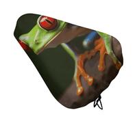 Funda de cojín para asiento de bicicleta con diseño de ranas de árbol y ojos rojos, suave, acolchada, para hombres y mujeres, cómoda, impermeable, con cordón, repuesto para bicicletas de montaña