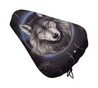 Funda de cojín para asiento de bicicleta, diseño de lobos y atrapasueños, suave, acolchada, para hombres y mujeres, cómoda, impermeable, para bicicleta de carretera, con cordón, repuesto para asiento
