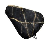 Funda de cojín para asiento de bicicleta, diseño de mármol pulido negro, impermeable, con cordón