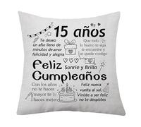 Funda de Cojín para Regalo de Cumpleaños 15 Años - Inspirador Detalle para Mujeres, Hombres, Chicas, Chicos, Hijos, Hijas, Amigas, Padres, Abuelos