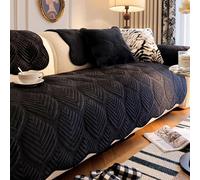 Funda de Cojín para Sofá de Terciopelo Leche, Asiento Acolchado con Ajuste Seguro Antideslizante, Lavable a Máquina, Adecuada para Sofás Seccionales de 1 a 3 Plazas, Apt black 110*110cm/43.31*43.31in