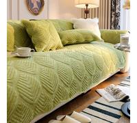 Funda de Cojín para Sofá de Terciopelo Leche, Asiento Acolchado con Ajuste Seguro Antideslizante, Lavable a Máquina, Adecuada para Sofás Seccionales de 1 a 3 Plazas, Apt green 110*110cm/43.31*43.31in