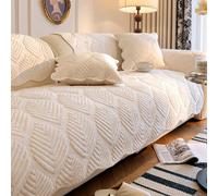 Funda de Cojín para Sofá de Terciopelo Leche, Asiento Acolchado con Ajuste Seguro Antideslizante, Lavable a Máquina, Adecuada para Sofás Seccionales de 1 a 3 Plazas, Apt white 110*160cm/43.31*62.99in