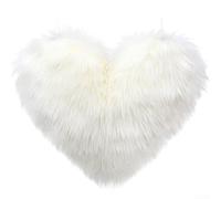 Funda de cojín sintética esponjosa en forma de corazón, funda de almohada de felpa suave con cremallera invisible, decoración para sofá, silla, cama, sala de estar y dormitorio (blanco)