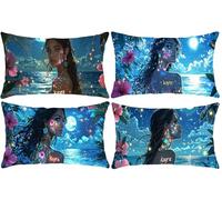Funda de Cojines 35x70cm Rectangular Funda de Cojín, Terciopelo Cojines Sofá Funda de Almohada Decorativo Para Cama Habitación Dormitorio Salón Sala de Estar 4 Piezas - Mujeres con vistas al mar D-267