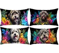 Funda de Cojines 35x70cm Rectangular Funda de Cojín, Terciopelo Cojines Sofá Funda de Almohada Decorativo Para Silla Cama Habitación Dormitorio Salón Sala de Estar Oficina 4 Piezas - Lindo perro D-466