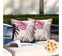 Funda de Cojines 40x40 Plantas Tropicales Hoja de Tortuga impresión Funda de Cojín Exterior Impermeable Lino para Patio Balcón Jardín Sofá Oficina Hogar Decorativas