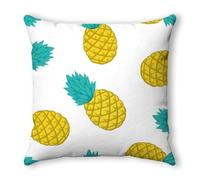 Funda de Cojines 45x45 Piña Amarillo Verde Cojines Cama Sofa Lino Lavable Cuadrado con Cremallera Invisible Funda Cojin para Sofa Hogar Decoración Jardín Oficina Coche