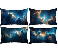 Funda de Cojines 50x100cm Rectangular Funda de Cojín, Terciopelo Cojines Sofá Funda de Almohada Decorativo Para Silla Cama Habitación Dormitorio Salón Sala de Estar 4 Piezas - Universo estrellado D883