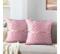 Funda de Cojines Rosa 45 x 45 cm Terciopelo Suave Sofá Fundas de Almohada Cuadrado Decorativa Duradero Interior Exterior para Sofá Sala de Estar Dormitorio Sofá Juego de 2