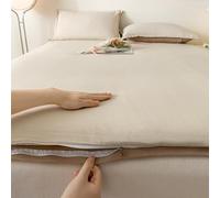 Funda de colchón de futón de algodón, diseño de tatami japonés, con cremallera, reversible, transpirable, agradable a la piel, para dormitorio, habitación de invitados (caqui, 120 x 200 cm)