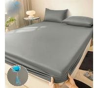 Funda de colchón impermeable con banda elástica, antideslizante, ajustable, protector de colchón doble, sábana bajera ajustable para cama, color gris, 80 x 200 cm