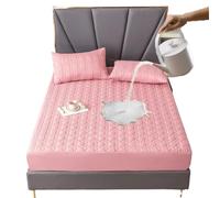 Funda de colchón Impermeable y Gruesa, Acolchada látex, Funda Cama, Almohadilla Protectora sábana Ajustable respetuosa con la Piel para Proteger Colchones(Pink,160x200x30cm)