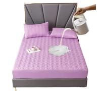 Funda de colchón Impermeable y Gruesa, Acolchada látex, Funda Cama, Almohadilla Protectora sábana Ajustable respetuosa con la Piel para Proteger Colchones(Purple,150x200x30cm)