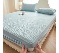 Funda De Colchón Protector De Colchón Suave,Antideslizante Sábana Bajera Ajustable De Cálida Y Transpirable Funda Antipolvo para Cama,para Todas Las Estaciones-Green||90 * 200cm(Mattress Cover Only)