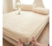 Funda De Colchón Protector De Colchón Suave,Antideslizante Sábana Bajera Ajustable De Cálida Y Transpirable Funda Antipolvo para Cama,para Todas Las Estaciones-Khaki||120 * 200cm(Mattress Cover Only)